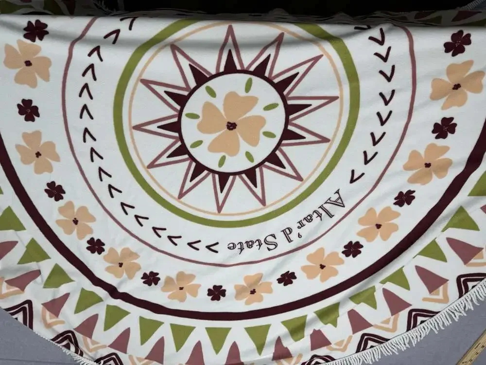 Altar'd State Hello Sunshine Round Picnic Blanket Beach Towel White
